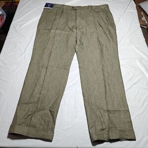 Stafford Men's Classic Fit Pleated Linen Pants size 42x30 NWT